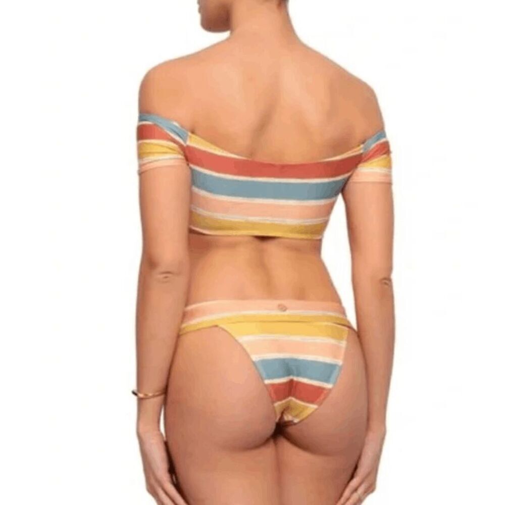 NWT VIX Off The Shoulder Striped Bikini Top Multicolor Swim Large​​​​​ - Picture 3 of 8